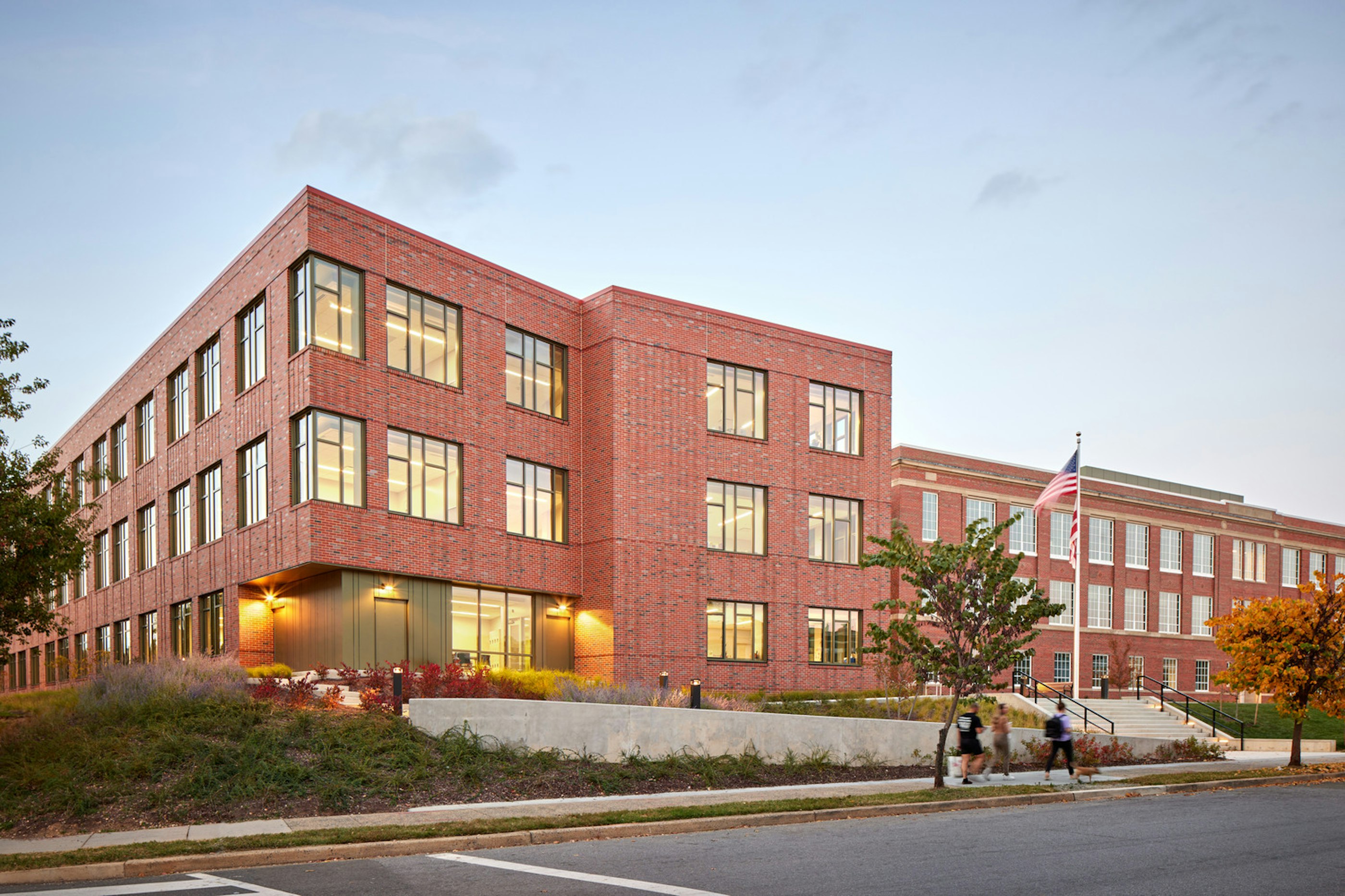 New addition (left) alongside historic school building (right)