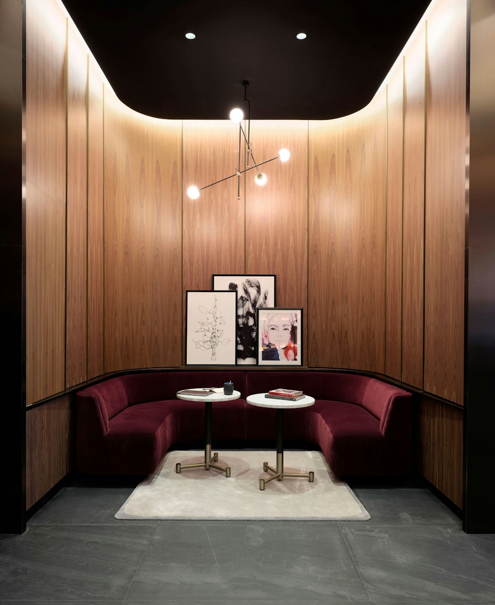 Banquet tucked across from curated library shelves