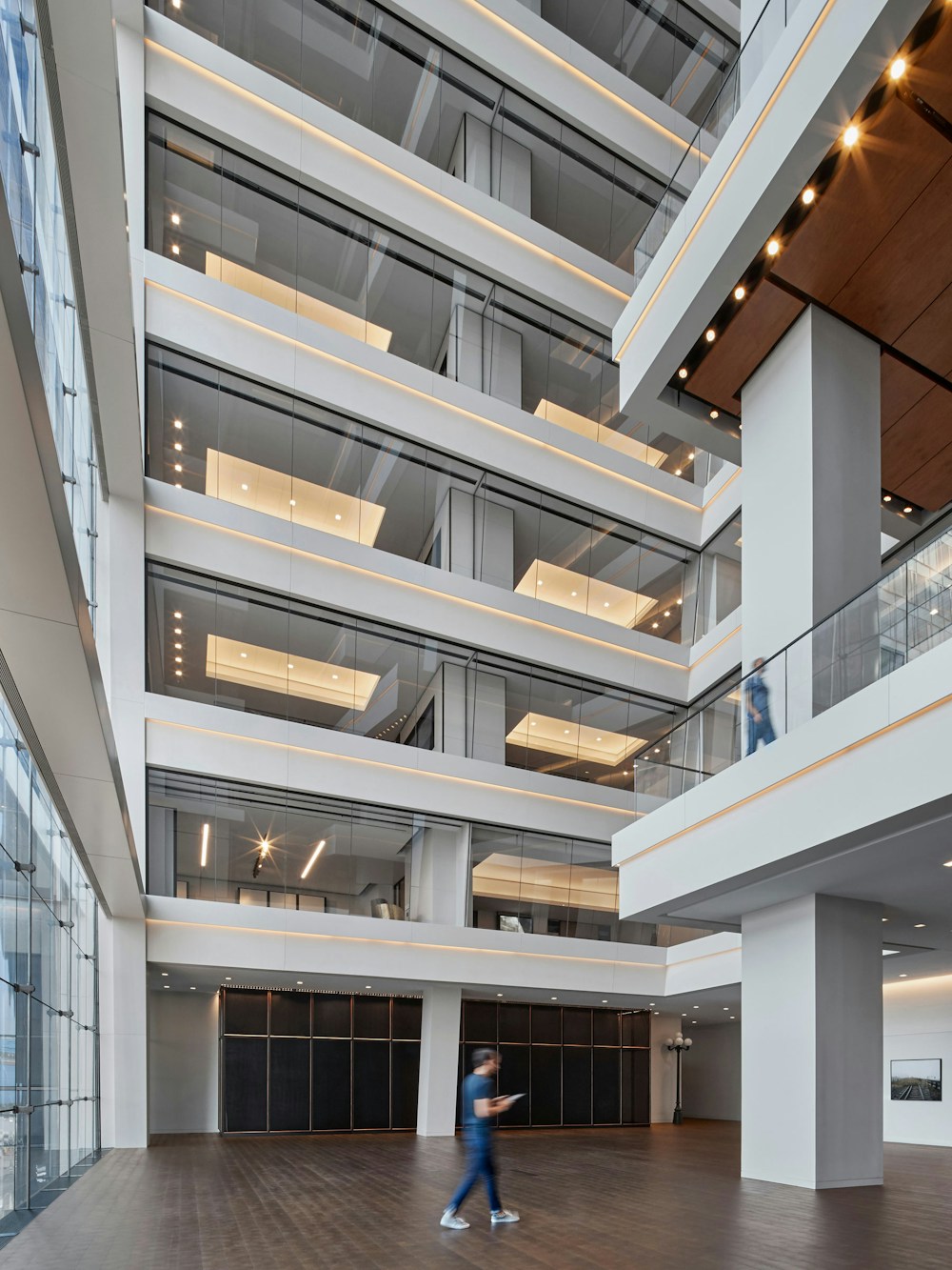 Multi-purpose reception floor at the base of the atrium