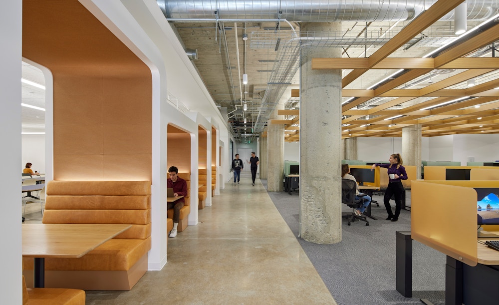 Custom booths and open work area