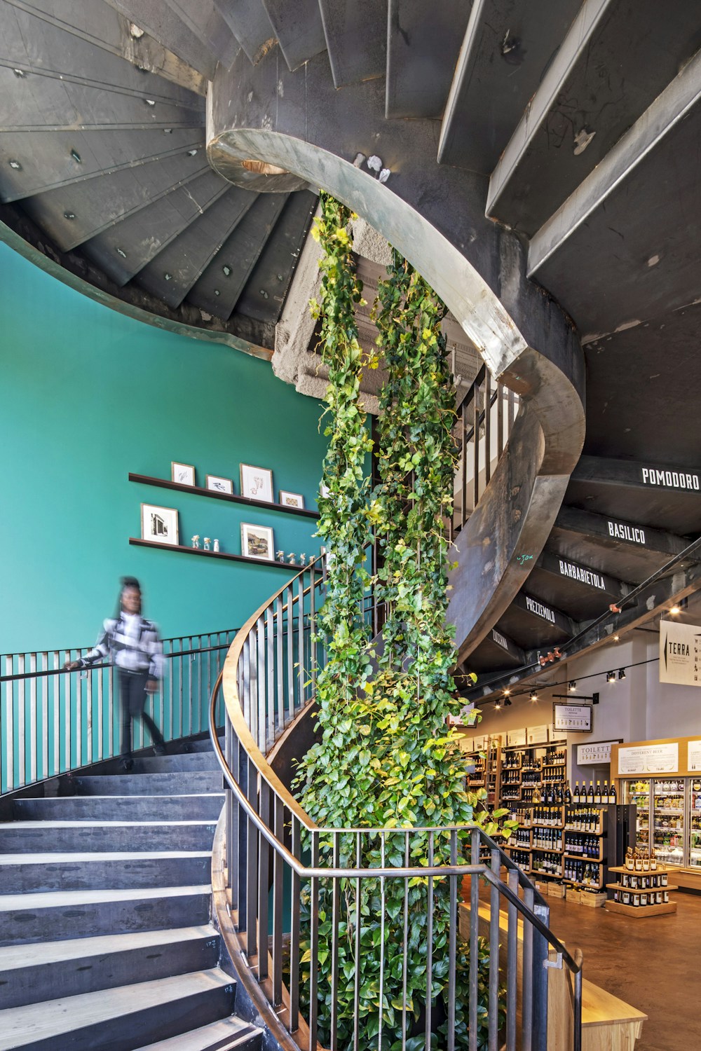 Connecting stair to rooftop restaurant