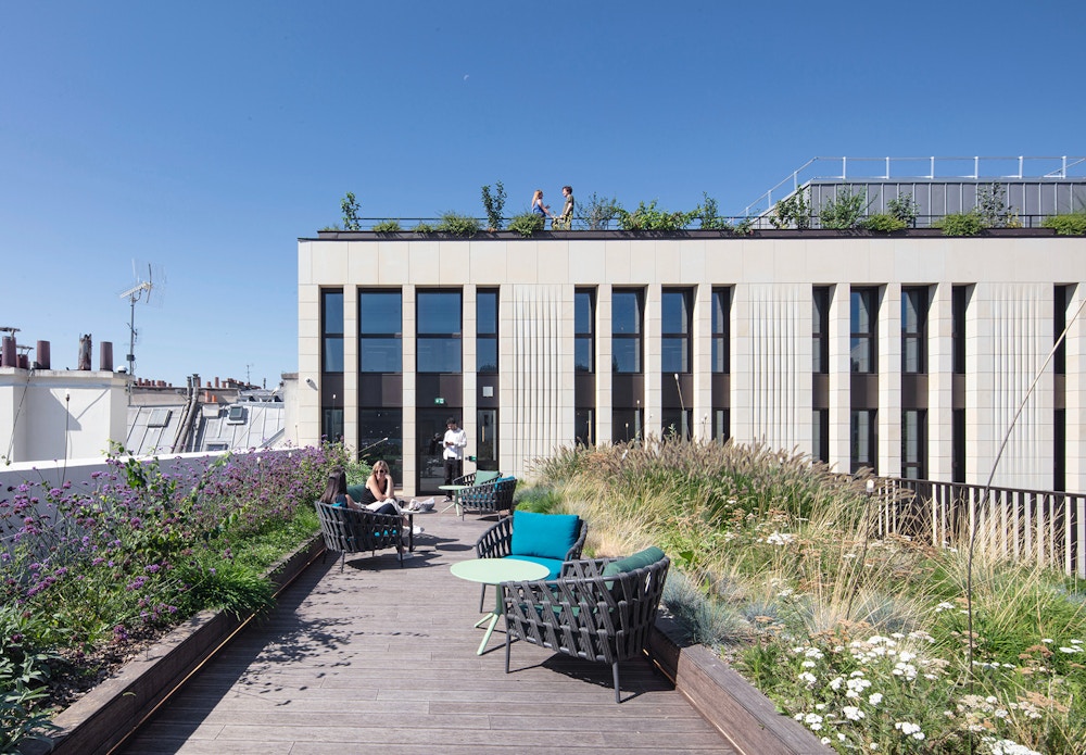 Selection of materials, bioclimatic design, and renewable energy sources allow this facility to achieve LEED Platinum certification.