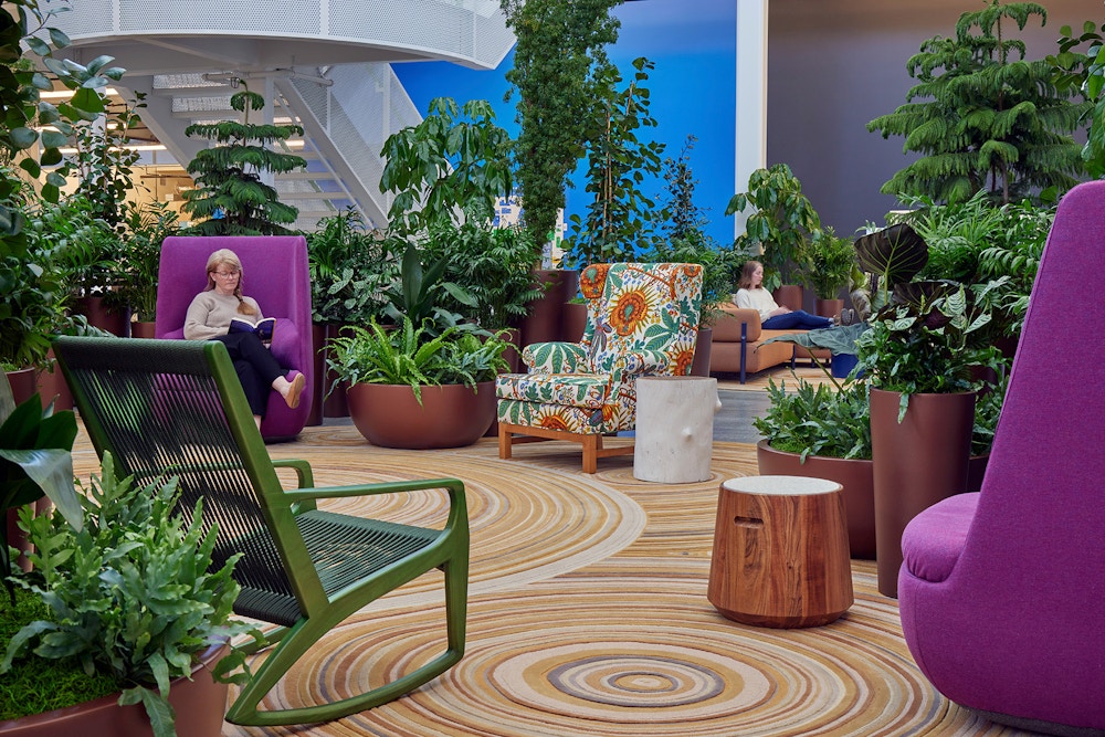 All materials and products chosen for Google's Bay View campus were sourced and reviewed following the Living Building Challenge (LBC) Red List requirements for healthy materials. 