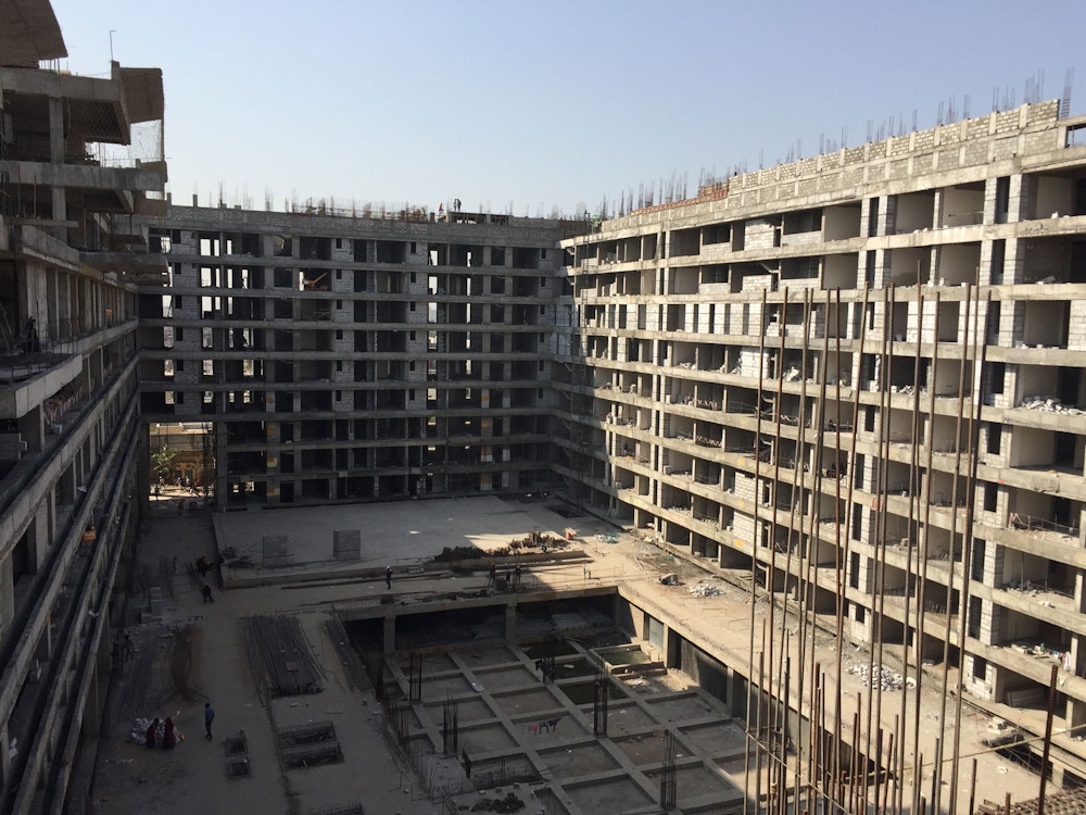Construction photo of courtyard