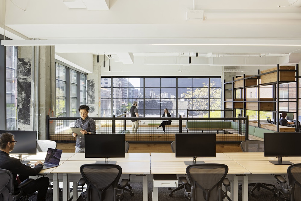 Open work area alongside parklet
