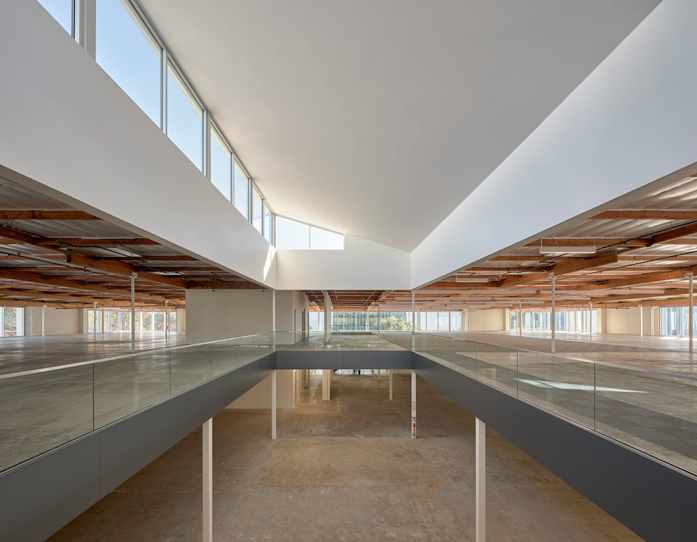 New atria help to create an open and light-filled space.