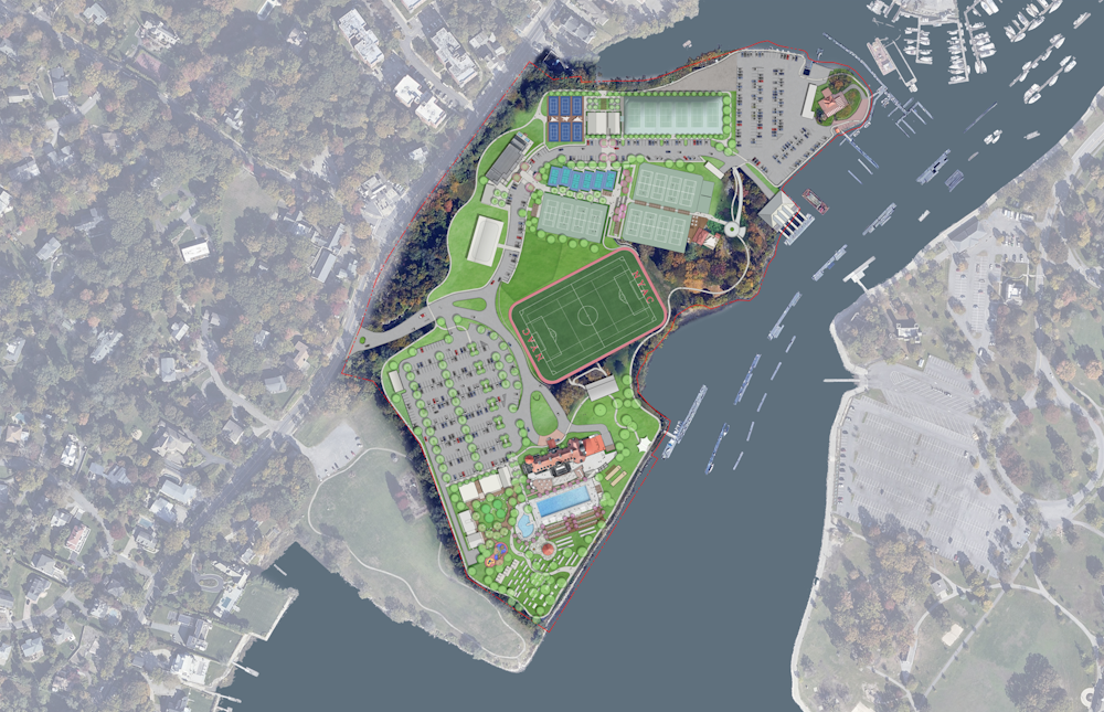 Rendered site plan of proposed master plan design strategies