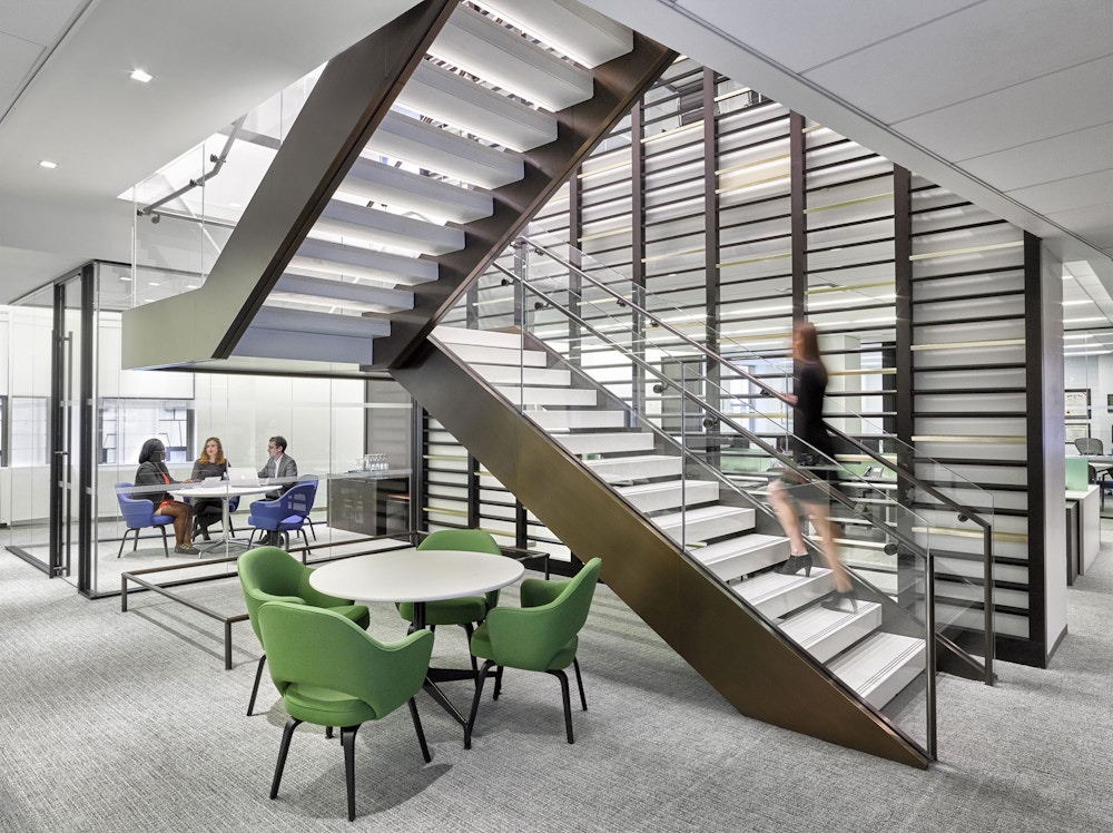 Stair connecting the executive office floor with the amenities floor