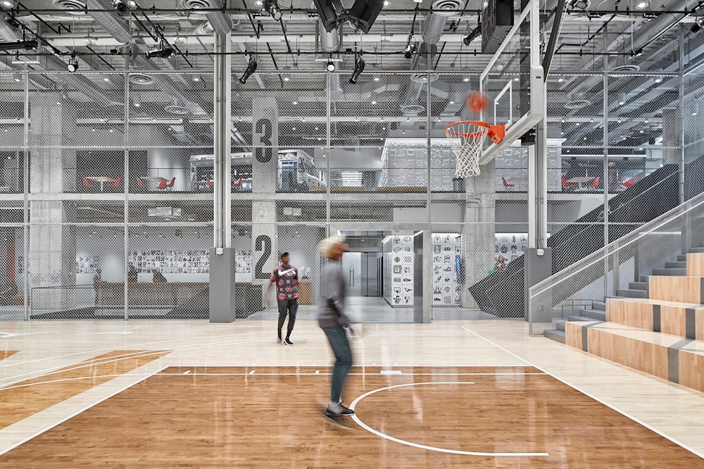 4,000 square foot regulation court for employee pick up games or the WNBA draft
