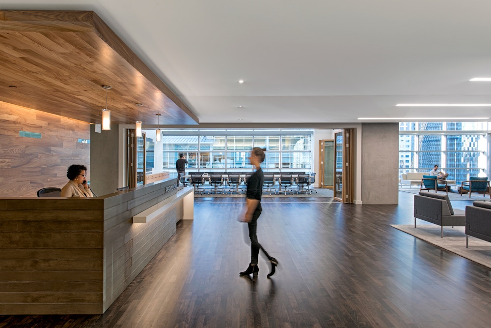 Reception with custom desk