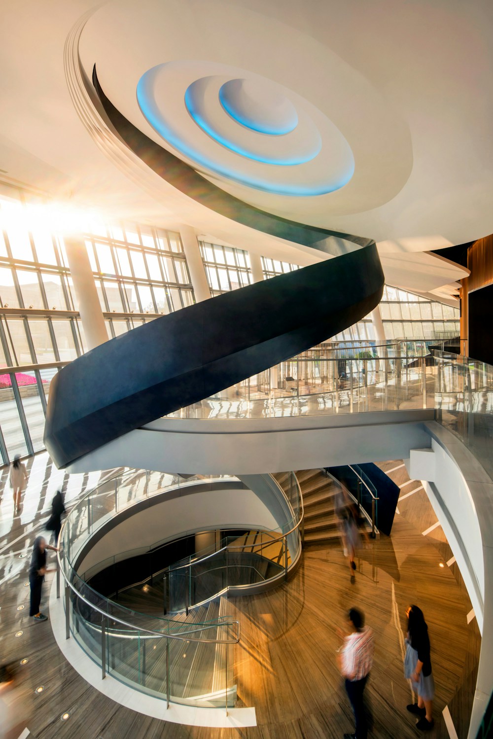 Main theater lobby's spiral stair (Photo by Nic Lehoux)