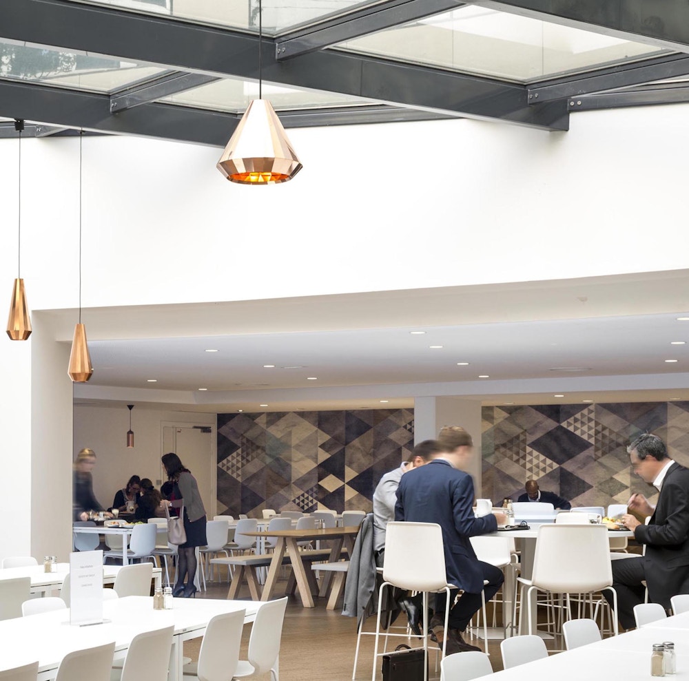 Glass-roofed dining facility  