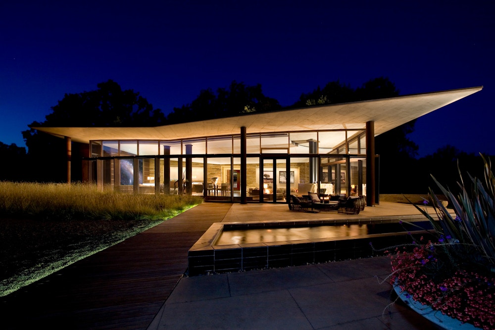 Spa structure at night (Photo by Michael O'Callahan)