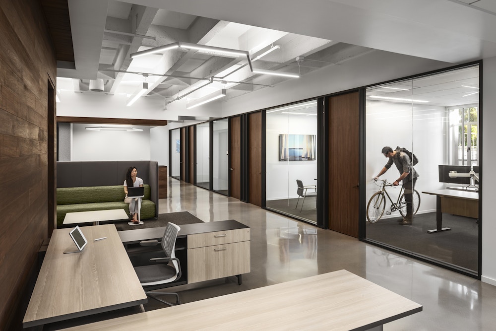 Private offices and support work area