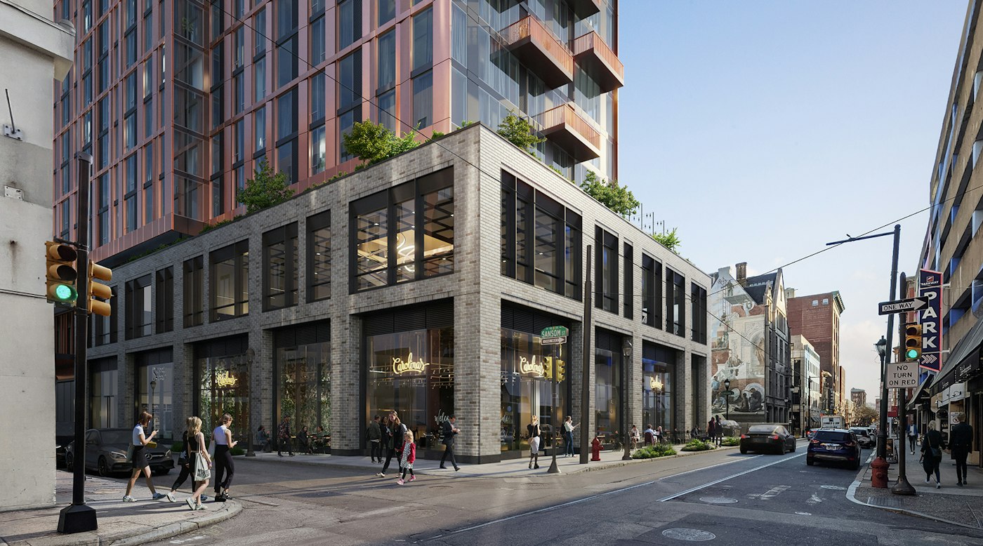 12th Street at Sansom looking southeast