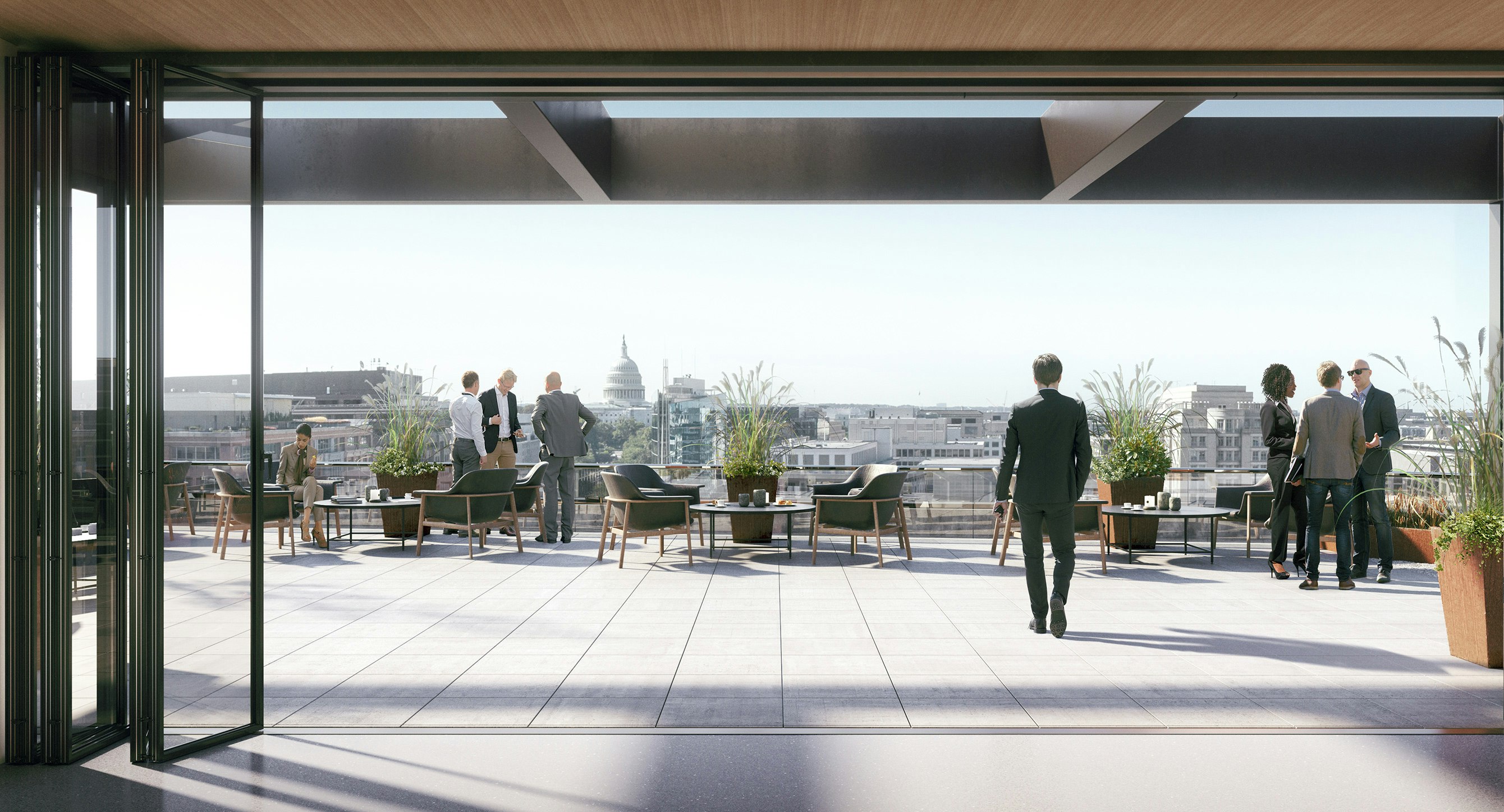 Terrace with views of the US Capitol